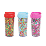 16oz Plastic Glitter Coffee Tumbler