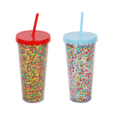 22 OZ Glitter Tumbler with Lid and Straw