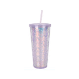 Plastic Cold CUP Tumbler With Lid Straw Double Wall Water Bottles