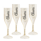 4pc Plastic Glitter Champagne Cups