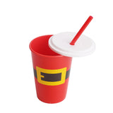 Christmas Plastic Cup with Straw and Lid