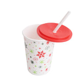 Christmas Snowflake Plastic Cup with Lid The Straw