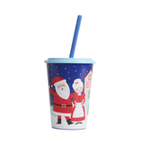 Santa Claus Plastic Cup with Lid and Straw