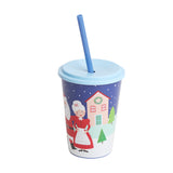 Santa Claus Plastic Cup with Lid and Straw