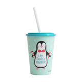 Christmas Penguin Plastic Cup with Lid and Straw