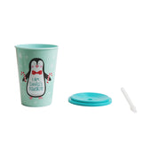 Christmas Penguin Plastic Cup with Lid and Straw