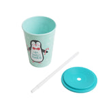 Christmas Penguin Plastic Cup with Lid and Straw