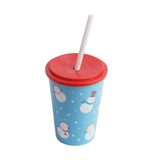 Christmas Snowman Plastic Cup with Lid and Straw