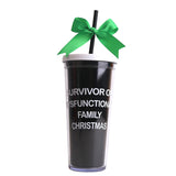 Custom Logo Black Double Wall Tumbler With Lid And Straw