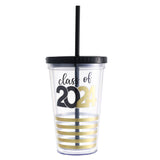 2024 Graduation Season Gift Plastic Straw Tumbler Cup With Lid