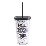 2024 Graduation Season Gift Plastic Straw Tumbler Cup With Lid